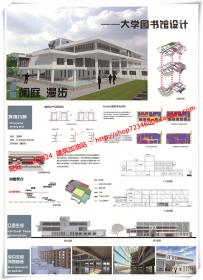 JZ242高校图书馆/社区图书馆su模型+cad图纸+效果图+排版