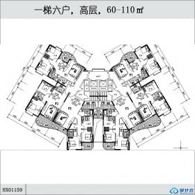 HX01159一梯六户，高层，60-110㎡