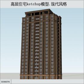 SU06376高层住宅，现代主义风格，20层