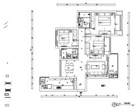 合景叠翠峰美式三居室样板房设计施工图（附效果图）