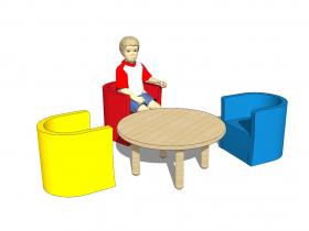 儿童桌椅SU模型 (1)