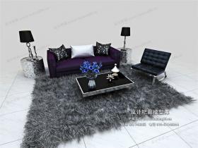 现代风格沙发组合3Dmax模型 (4)