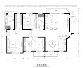 三居室住宅室内装修全套施工图+效果图