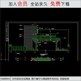 别墅小区特色大门建筑施工图CAD