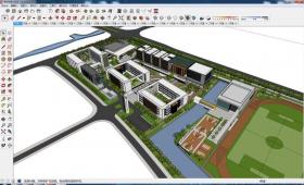 DB08266中学校建筑规划设计CAD图纸SU模型文本分析效果图案例