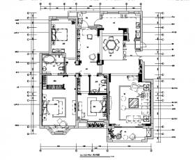 [山东]国山墅四居室样板间设计施工图（附效果图）