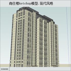 SU06390高层住宅和底层商业，现代主义风格，25层