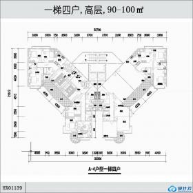 HX01139一梯四户,高层,90-100㎡