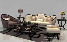 欧式风格沙发组合3Dmax模型 (11)