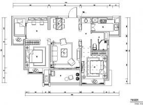 地中海风格三居室住宅设计施工图（附效果图+模型）