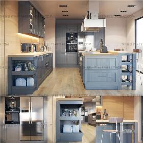 美式厨房橱柜3D模型