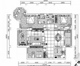 黑白经典三居室装修施工图（含效果图）
