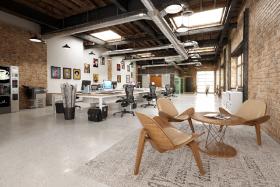 LOFT工业风格办公室工作区桌椅3D模型工装空间3Dmax设计素材
