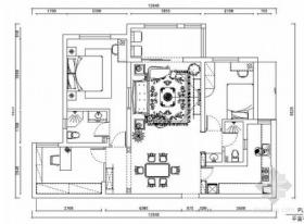 [上海]风景优美温馨田园欧式三居室CAD装修施工图（含高...