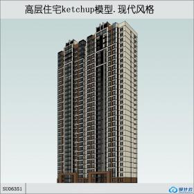 SU06351高层住宅，现代主义风格，33层