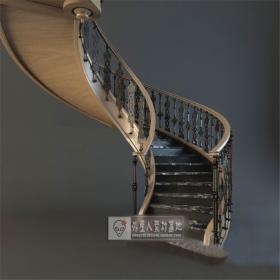 欧式铁艺旋转楼梯3d模型     ID3660