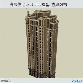 SU012215高层住宅，新古典主义风格，24层
