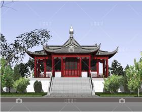 YH00370中式模型SU中国古典古建筑sketchup原创设计素材库