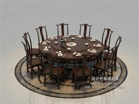 中式餐桌3Dmax模型 (4)