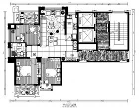 [福建]福州样板房设计CAD施工图（含效果图）