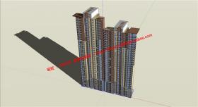 NO0031933层居住建筑住宅楼高层单体cad图纸户型su模型skp效果...