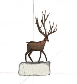 鹿雕塑SU模型 (2)