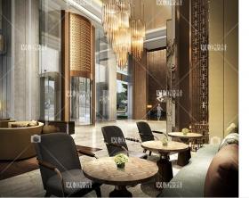 YH02194现代新中式酒店设计样板 奢华接待大堂空间CAD施工效...