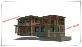 JZ297南汇住宅/别墅草原式cad平面立面总图+su模型/sketchup模...