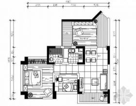 [武汉]高层住宅区时尚现代两居室样板间装修施工图（含效...