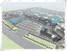 TU00448古镇改造新中式仿古商业街设计+文本+平面CAD+SU模型