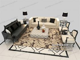 欧式风格沙发组合3Dmax模型 (110)