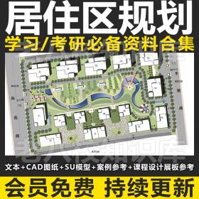 T1947超全居住区规划设计方案住宅设计小区SU模型CAD总平面图