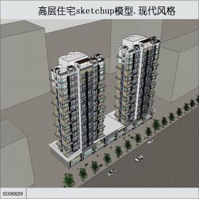 SU06829住宅，高层，现代主义风格，16层