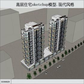 SU06829住宅，高层，现代主义风格，16层