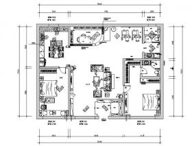 地中海风格二居室住宅设计施工图（附效果图）