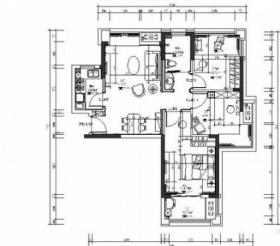 [湖北]英式田园风3室2厅室内设计CAD施工图（含效果图）