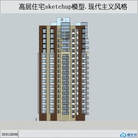 SU012056高层住宅，现代主义风格，18层