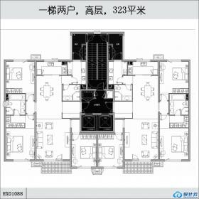 HX01088一梯两户，高层，323平米