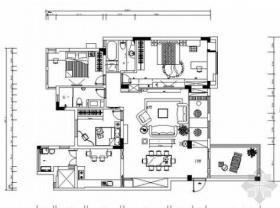 [江西]欧式住宅三居室样板房装修CAD施工图（含效果）