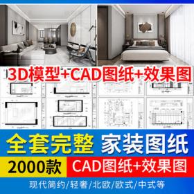 2028室内设计家装CAD全套施工图纸平立面图库效果图块节点...