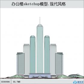 SU00486超高层建筑群，现代主义风格，100层