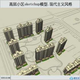 SU012196住宅小区规划，新古典主义风格，8~17层