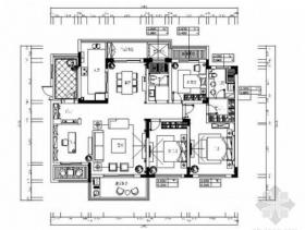 [安徽]精品典雅欧式风格三居室室内装修施工图（含效果）