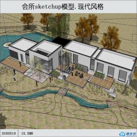 SU00519休闲式会所，现代建筑，一层