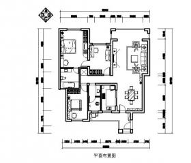 简约风格两居室130平米CAD施工图(含效果图)