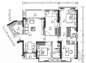 [湖北]欧式新古典4室2厅样板房室内设计CAD施工图（含效...