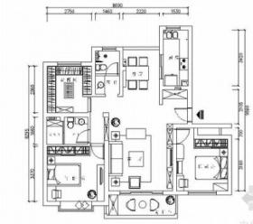 精品简欧风情两居室样板间CAD装修施工图（含效果）