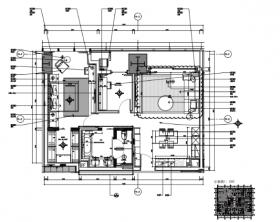 华润公寓A户型样板间室内装修施工图+效果图+物料表