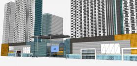 SU00555办公楼群和底层商业，现代主义风格，30层