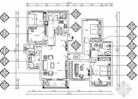 [贵州]地中海风格四居室装修CAD施工图（含效果图）